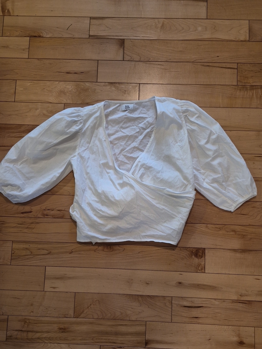 Little Moon Women's Size Small White Wrap Blouse
